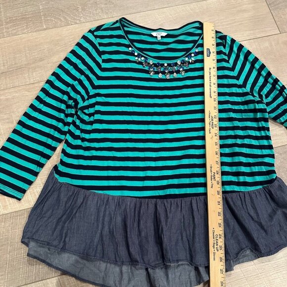 CROWN AND IVY WOMENS GREEN AND BLUE BLOUSE XL - Picture 4 of 8